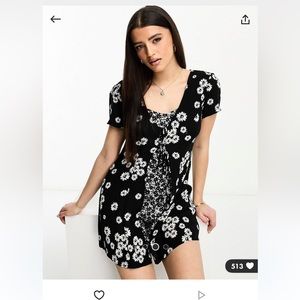ASOS DESIGN black and white romper in mixed floral print, size 6
